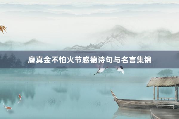磨真金不怕火节感德诗句与名言集锦